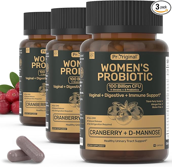 Probiotics for Women – Women’s Probiotic for Digestive Vaginal Urinary Health &amp pH Balance – 100 Billion CFU 11 Strains with Organic Prebiotics Cranberry Extract D-Mannose – Non-GMO 180 Caps