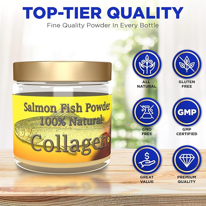 Salcoll Collagen - 100% Natural Bioactive Marine Collagen Powder - Unflavored Kosher can Help Bone Joint Skin Hair Health 3 Pack Three Month Supply