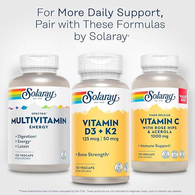 SOLARAY Spectro Energy Multivitamin for Women and Men - Cellular Energy Digestion Eye Health and Immune Support - w/Vitamin A Vitamin B Complex CoQ10 Iron Enzymes Lutein - 30 Serv 120 VegCaps