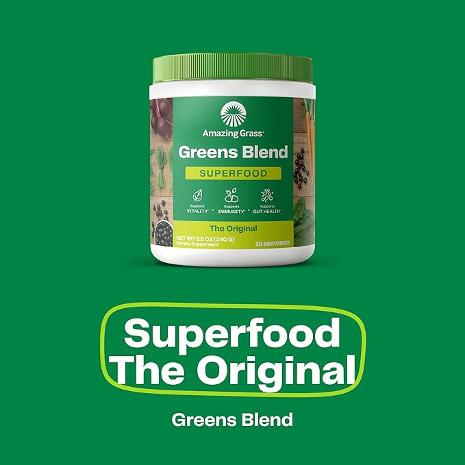 Bundle of Amazing Grass Greens Superfood Powder: Original 30 Servings + Isopure Unflavored Vegan Protein Powder Plant Based Organic Pea Protein Dairy Free 20 Servings (Packaging May Vary)