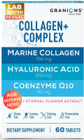 Marine Collagen Pills Complex – 200mg Hyaluronic Acid Supplement Coenzyme Q10 CoQ10 Hydrolyzed Marine Collagen Peptides Eternal Flower Hydration Age Defense Supplements - 60 Sealed Tablets