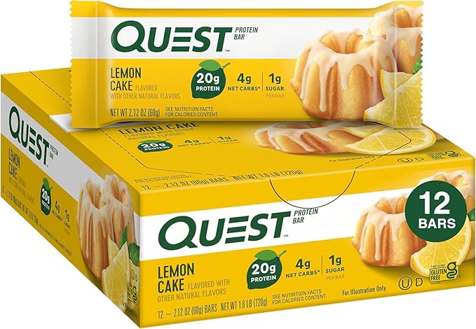 Quest Nutrition Mini Chocolate Chip Cookie Dough Protein Bars High Protein Low Carb &amp Lemon Cake Protein Bars High Protein Low Carb Gluten Free Keto Friendly