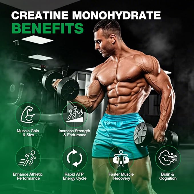 Creatine Monohydrate Gummies - Pre-Workout Creatine for Women Men Enhanced Muscle Strength Boost Focus and Endurance Muscle BuilderComplex L-Taurine + Vitamin B12Vegan Gluten-Free 160 Count
