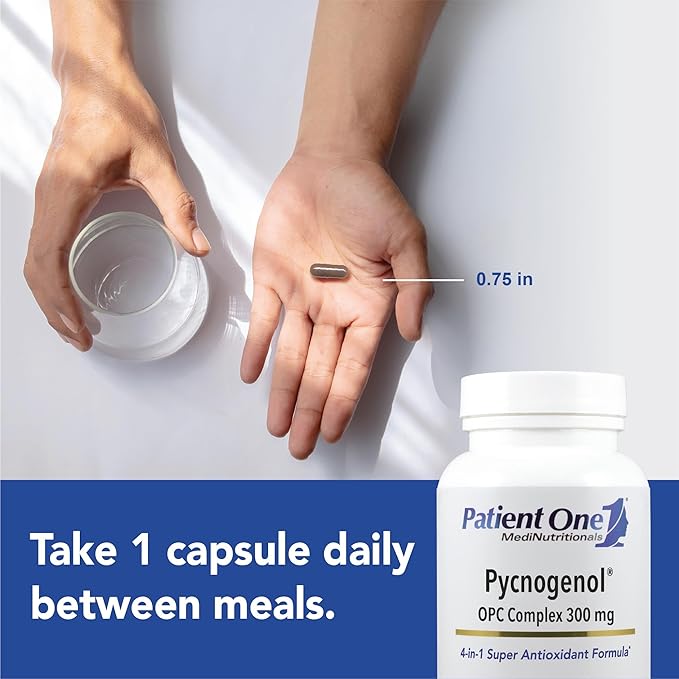 Patient One Pycnogenol OPC Complex 300mg | Supplement to Support Vascular Health and Healthy Aging* | French Maritime Pine Bark and More | 30 Capsules