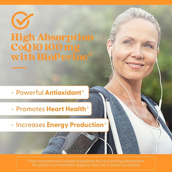 Doctor's Best High Absorption CoQ10 with Bioperine Heart Health &amp Energy Production Non-GMO Gluten &amp Soy Free Vegan 100 Mg 120 count