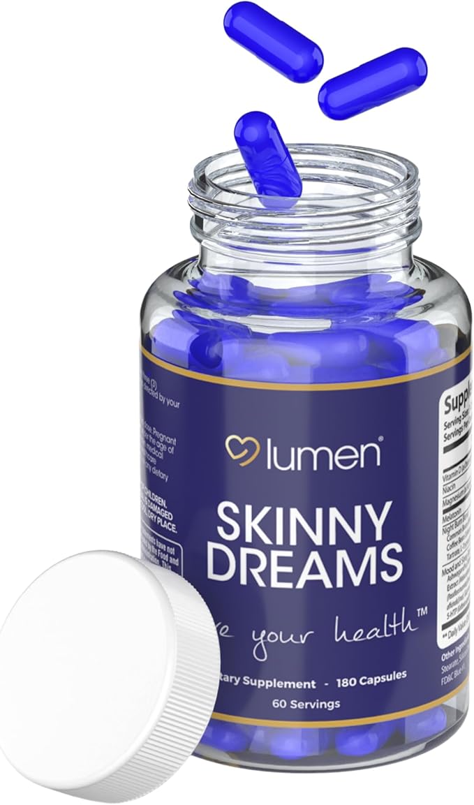 Lumen Naturals SkinnyDream Supplement for Women - Night Blend Vitamin C Niacin Magnesium Melatonin - 180 Capsules - 60 Servings