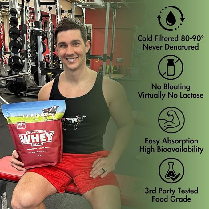 Pure Choice Unflavored Whey Protein Isolate Powder 28g Protein &amp Sugar-Free Undenatured Whey 1 Ingredient No Fillers or Artificial Sweeteners (Unflavored 2 lb)