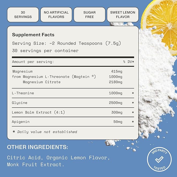 Synchro - Rest Sleep Supplements Relaxing Sleep Aids for Adults Powdered Magnesium Supplement for Deep Sleep Support Nighttime Drink Sleep Supplement Sweet Lemon Flavor 210 Grams