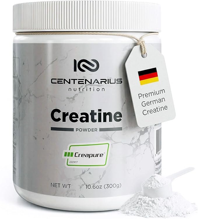 Creapure® Creatine Monohydrate Powder Unflavored 300g | Micronized Creatine Supplement for Men &amp Women Supports Strength Endurance &amp Muscle Performance | Centenarius Nutrition
