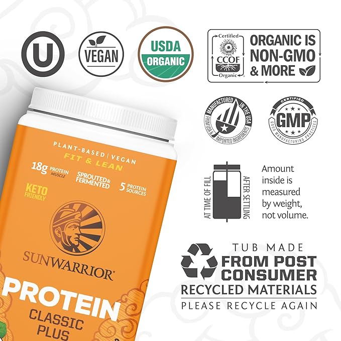 Chocolate &amp Vanilla Classic Plus Organic Protein Powder Set | Bundle &amp Save | Vegan Protein Powder Superfood Blend | Non-GMO Soy Dairy &amp Gluten Free (30 Servings Vanilla 30 Servings Choco