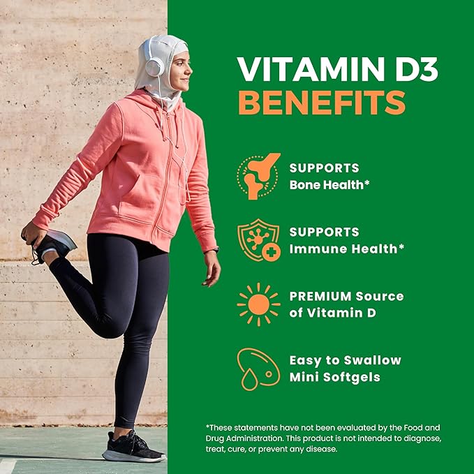 Zaytun Halal Vitamin D3 5000 IU 180 Mini Softgels Supports Bones Healthy Muscle Function &amp Immune Premium Vitamin D from Safflower Oil 6 Months Supply Non-GMO Gluten-Free Made in USA