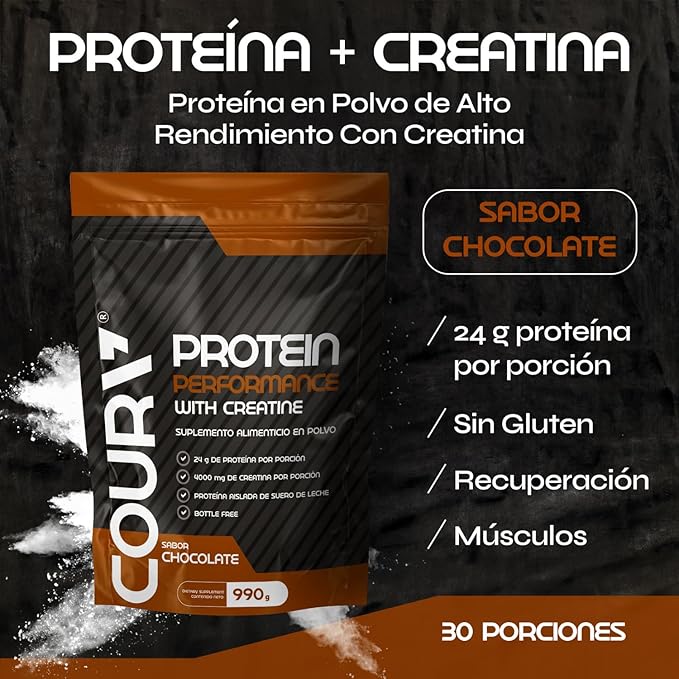 COURA Protein Performance Chocolate with Creatine 990g + Pre Workout Berries 300g Energy Boost - Gluten Free