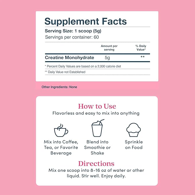 Further Food Unflavored Creatine Monohydrate Powder 100% Pure Micronized Sugar-Free Supports Strength Energy and Muscle Recovery 60 Servings 10.6 Oz