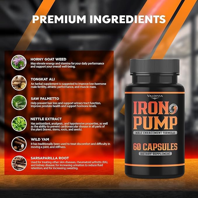 Iron Pump Formula Dietary Supplement Male Performance Iron Pump Capsules Max Formula Max Support Support Pills 300 Capsules for 5 Months