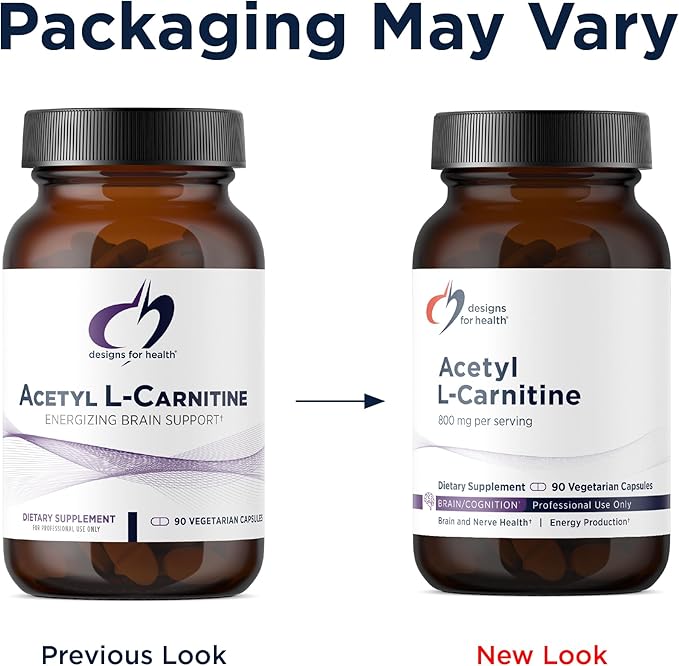 Designs for Health Acetyl L-Carnitine Capsules 800mg - Energizing Brain Support - Non-GMO Vegetarian Acetyl L-Carnitine HCl Supplement (90 Capsules)