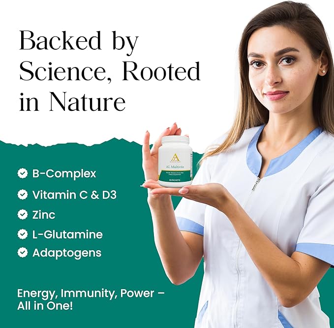 AL Multivite – Daily Multivitamin with Herbal &amp Amino Acid Complex – Energy Immunity &amp Metabolism Support – 30 Packets – Clean Balanced Supplement for Men &amp Women