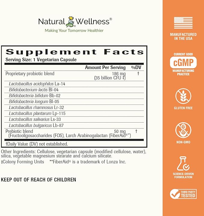 Natural Wellness Ultra Probiotics – 35 Billion CFUs with Prebiotics – Probiotics for Women &amp Men for Digestive Health Gut Balance &amp Immune Support – High Potency Shelf-Stable 30-Day Supply
