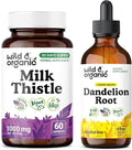 Wild &amp Organic Milk Thistle 60 Capsules &amp Dandelion Tincture 4 fl oz