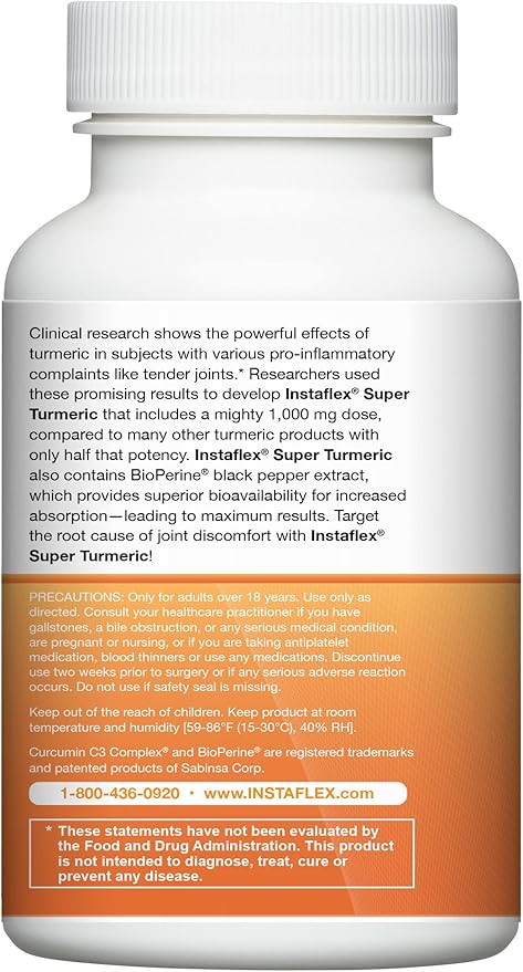 Instaflex Super Turmeric - 1000mg Turmeric Curcumin with BioPerine Black Pepper Extract 95% Curcuminoids 30 Count