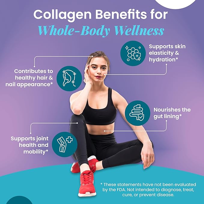 Organic Excellence Collagen Peptides Grass-Fed Bovine Unflavored Collagen Powder Type I &amp III Hydrolyzed Collagen Support Skin Joints Gut Hair Nails Non-GMO 12g Protein/Serving 16 oz (453