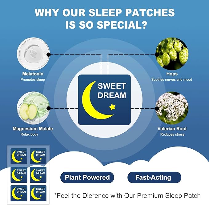 Sleep Patches for Adults Extra Strength Natural Deep Sleep Patche with Melatonin &amp Valerian Long-Lasting Night Comfort Relax &amp Wake Up Refreshed Easy to Use for Men and Women 120 Count AA