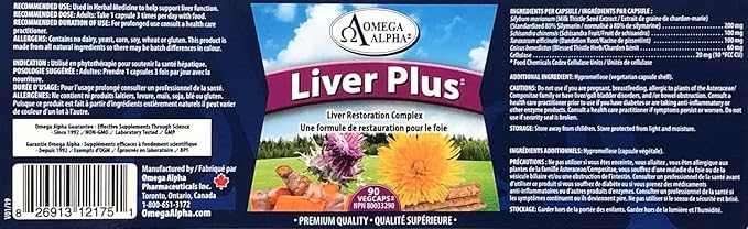 Omega Alpha Liver Plus-Liver Healthy Support Formula 90 Veg Capsules