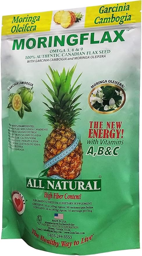 Moringflax Bag Formula 100 Natural Canadian Flax Seed with Garcinia Cambogia and Moringa Oleifera Bag Tan 16 Ounce - 2 Pack