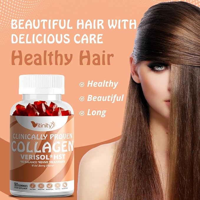 VITINITY VERISOL® HST+HA+VIT C Collagen Hard Chewy Gummies Clinically Proven Beauty.FirmerSmoother SkinFewer WrinklesReduced Cellulite.True Beauty from Within.The Look-Good Feel-Good -30 Day Supply