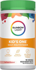 Rainbow Light Kids One Multivitamin Tablets Provides Healthy Growth and Immune Support with Vitamin C Zinc &amp B Complex Vegetarian and Gluten Free Fruit Punch 90 Count