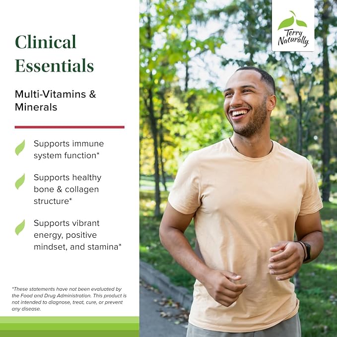 Terry Naturally Clinical Essentials - Supplement to Aid Bone Cardiovascular &amp Immune Health - Supplement with Chelated Minerals - Supplement with B-Vitamins &amp Vitamin C - 120 Capsules