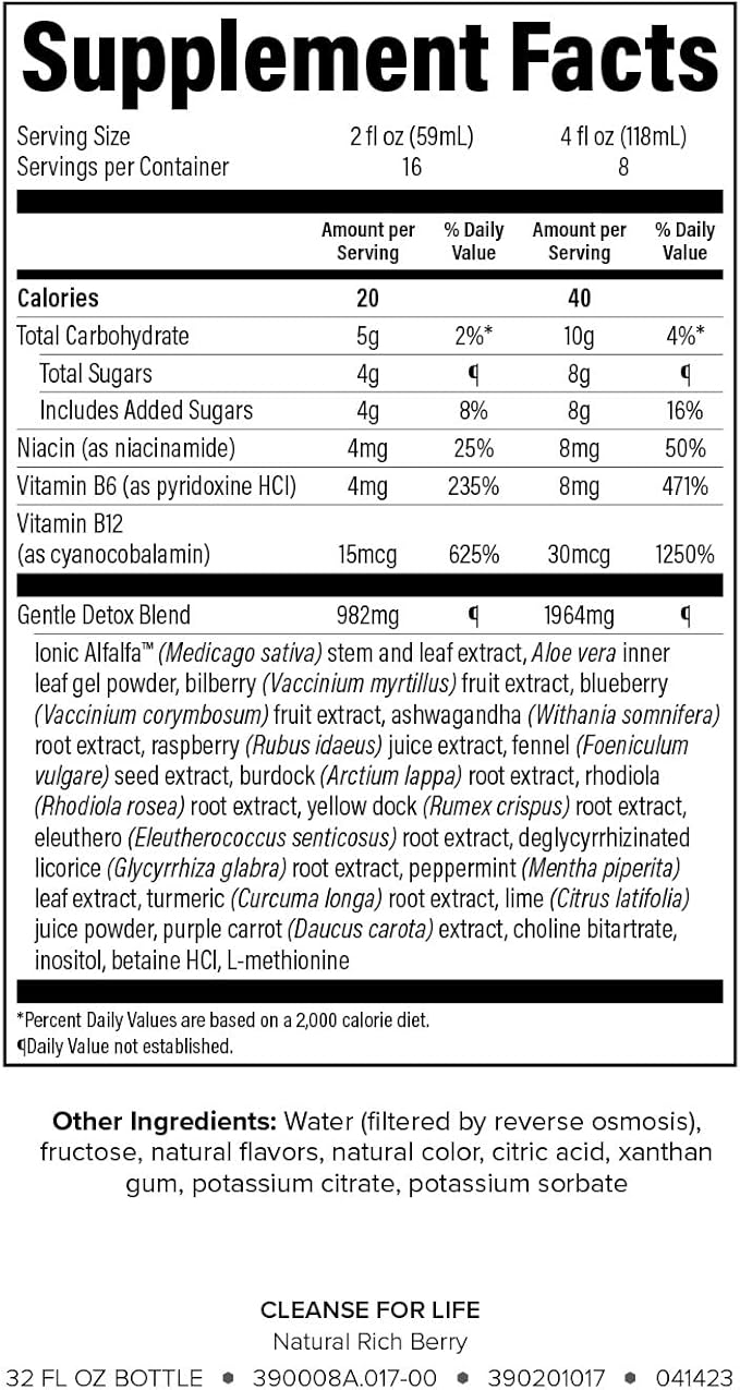 Isagenix Cleanse for Life - Detox Cleanse Drink with Vitamin B12 Niacin and Vitamin B6 for Overall Wellness - 32-Ounce Bottle (Natural Rich Berry Flavor) Packaging May Vary