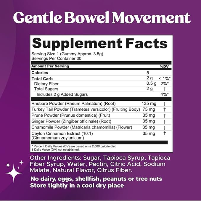 Fungiments Super Prune Kids – Constipation Relief &amp Digestive Support Turkey Tail Mushrooms Prebiotic Fiber Rhubarb Ginger &amp Chamomile – Gut Health Debloating &amp Regularity (30 Gummies