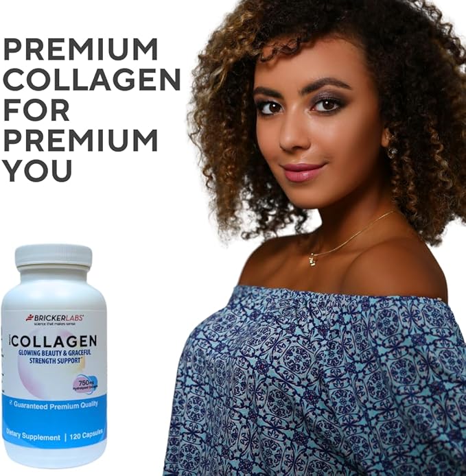 Bricker Labs Collagen for Men &amp Women - Type I III Hydrolized Collagen Supplement 750mg 1 Collagen Capsule Daily - 120 Servings