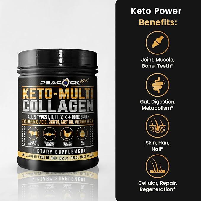 Creatine Monohydrate Powder (500g) and Keto Multi Collagen Peptides (16.2 oz) Bundle – Unflavored - Gluten Free Non GMO Lactose &amp Soy Free