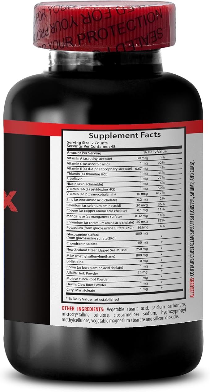 Joint Support Supplement - Joint Support Supplement for Men Vitamins Complete Alfalfa Powder Bone Strength B-2 Chromium L-Histidine MSM Joint Ease Capsules Yucca Extract 2Bot