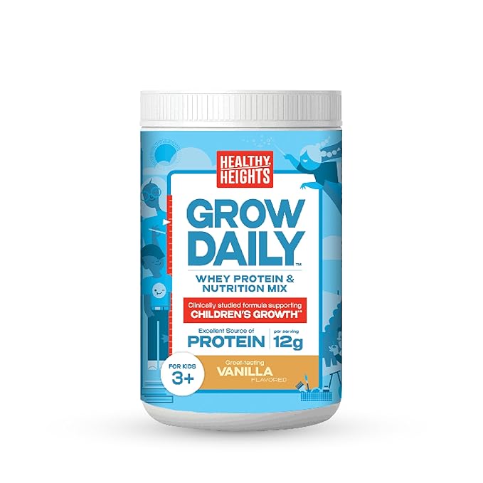 Healthy Heights Grow Daily Kids Protein Drink Mix (Vanilla) - High Protein Shake for Kids 3+