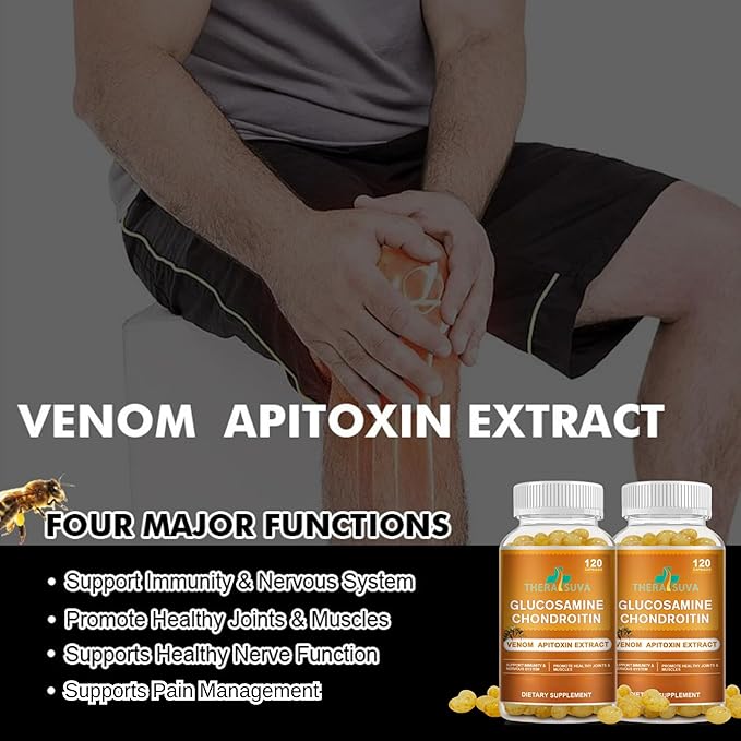 Glucosamine Chondroitin Complex with Raw Honey &amp Bee Venom – Natural Joint Support Mobility &amp Flexibility Supplement 2 Month Supply 120 Softgels