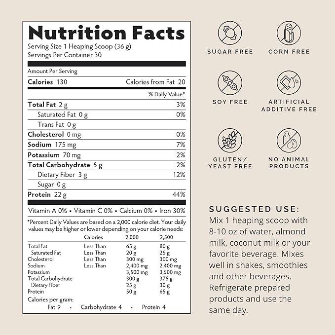 BRAINMD Dr Amen OMNI Protein Vanilla - 2.38 lbs - Plant-Based Protein Powder - Promotes Energy &amp Exercise Recovery - Vegan Vegetarian Sugar Free Gluten Free - 30 Servings
