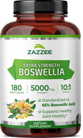 Zazzee Extra Strength Boswellia 10:1 Extract 65% Boswellic Acid 180 Vegan Capsules 6 Month Supply Boswellia Serrata Joint Comfort Mobility &amp Flexibility Support Non-GMO Made in the USA