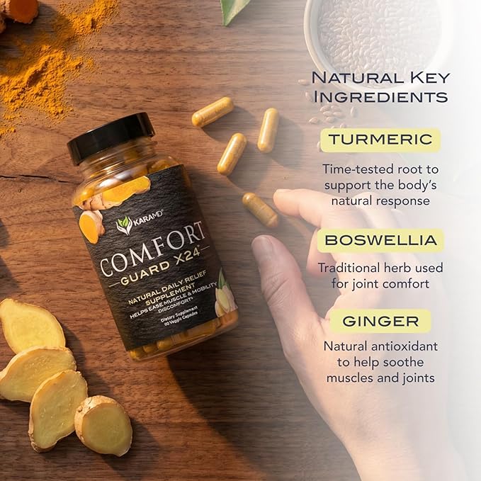 KaraMD Comfort Guard X24 | Joint &amp Movement Support Supplement | Turmeric Curcumin Boswellia &amp Ginger | Ease Muscle Discomfort &amp Joint Stiffness | Non-GMO Gluten Free &amp Vegan Friendl