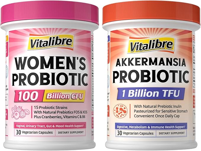 Probiotics for Women 100 Billion CFU 15 Strains 30 Capsules &amp Akkermansia Muciniphila Probiotic 1 Billion TFU 30 Capsules