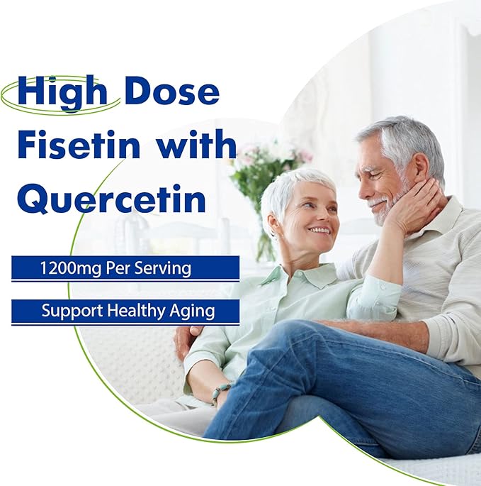 Liposomal Fisetin with Quercetin Supplements 1200 mg per ServingHigh Absorption Polyphenols Antioxidants for WomenMenNon-GMOGluten-Free1 Bottle-60 Softgels