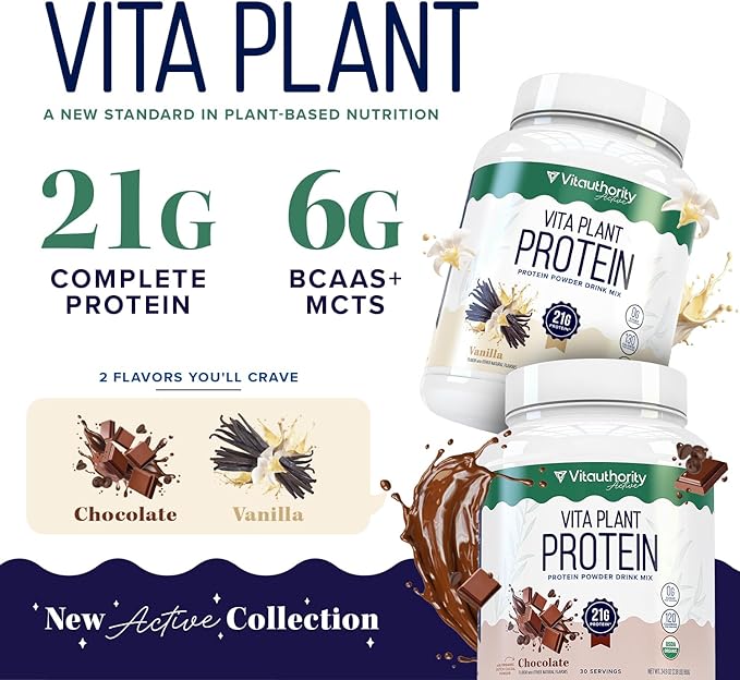 Organic Plant Based Protein for Women Complete Vegan Protein Powder with BCAAs &amp MCTs Plant-Based 21g Dairy-Free Gluten-Free No Added Sugar Supports Muscle Recovery (Vanilla Flavored 30 Servi