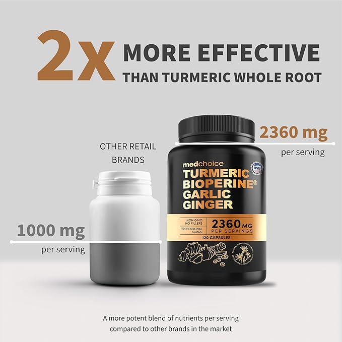 4-in-1 Turmeric Joint Support Supplements with Garlic and BioPerine - 2360 mg High Potency Herbal Blend for Mobility Everyday Flexibility Digestive Comfort Active Aging Support (120ct Pack of 4)