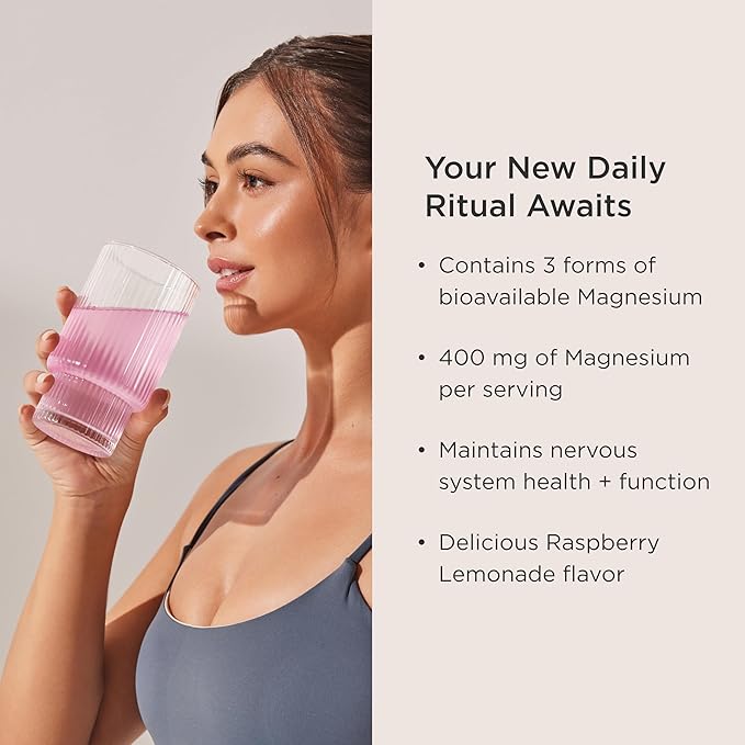JSHealth Vitamins Advanced Magnesium+ Powder with Magnesium Glycinate &amp Citrate - 3 Bioavailable Forms 400 mg/Serving
