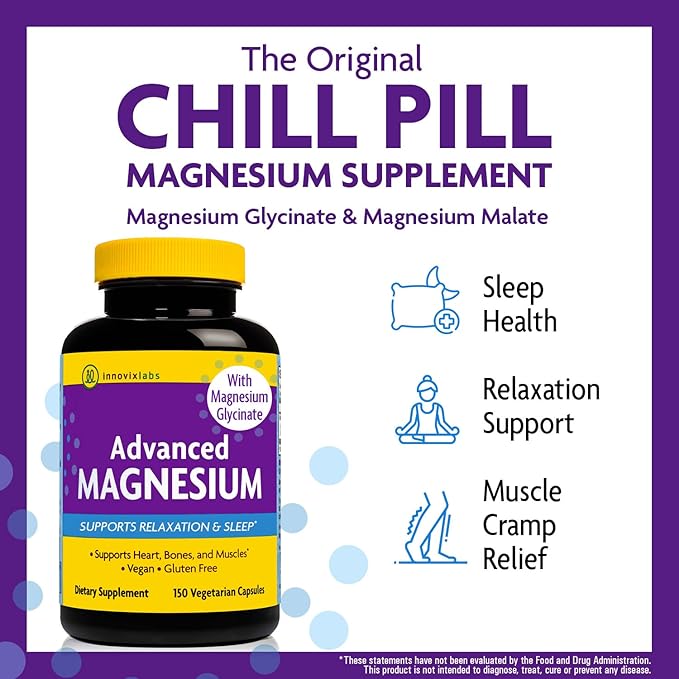 Magnesium &amp Curcumin Bundle: InnovixLabs Advanced Magnesium (150 Time-Release Capsules) InnovixLabs Turmeric Curcumin (100 Time-Release Tablets). Promotes Relaxation Bones Muscle and Immune Heal