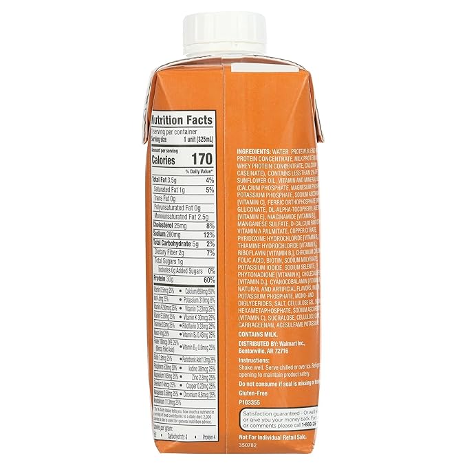 Equate High Performance Protein Shake Meal Replacement 30g Protein Low Sugar Gluten Free Lactose Free Nutritional Shake Ready to Drink for Workout Recovery and Muscle Gain 11 oz
