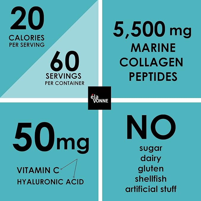 Amino Collagen C with Hyaluronic Acid (60 Servings 16oz_456g) - Non-GMO Marine Collagen Peptides - Hydrolyzed Powder - Unflavored - No Sugar - for Firm Skin Hydration and reducing fine Lines