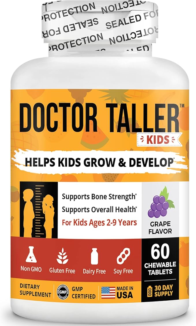 NuBest Doctor Taller Kids with Multivitamins Multimineral Calcium Chewable Tablets Calcium Supplement for Kids Ages 2 to 9 - Grape Flavor - Helps Kids Healthy - 12 Pack