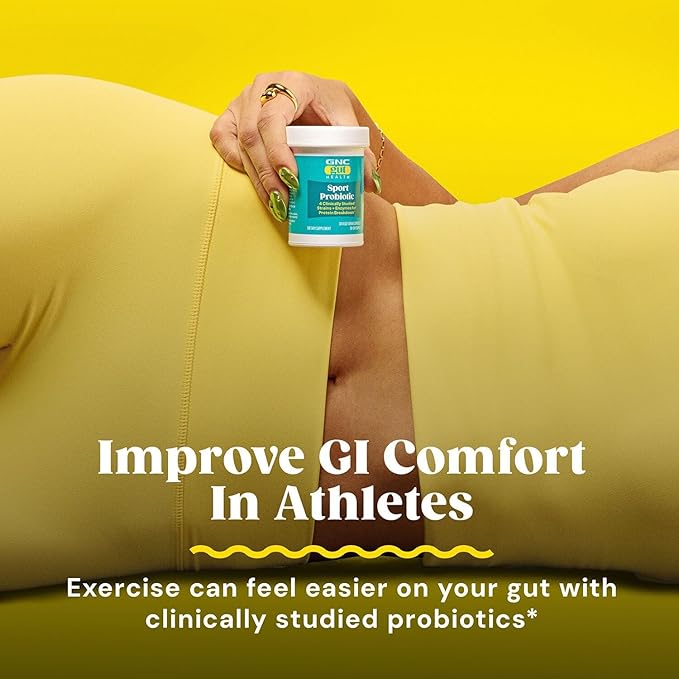 GNC Sport Probiotic 25 Billion CFU Clinically Studied Strains and Enzymes GI Comfort for Athletics 30 Capsules
